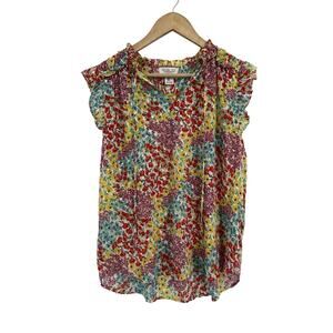 Rachel Zoe Colorful Sleeveless Ruffle Popover Blouse Medium